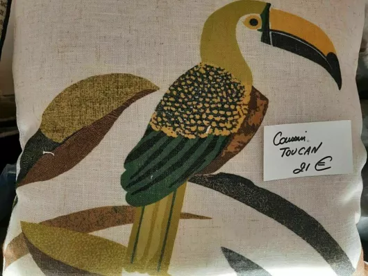 coussin toucan 45x45