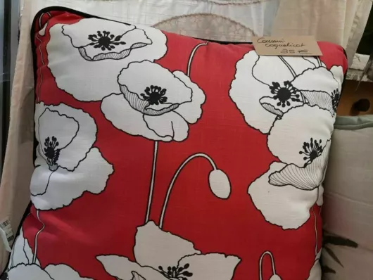 coussin coquelicot 50x50
