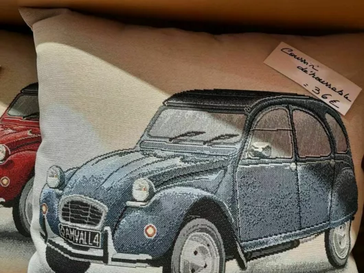 coussin 2CV bleue 45x45