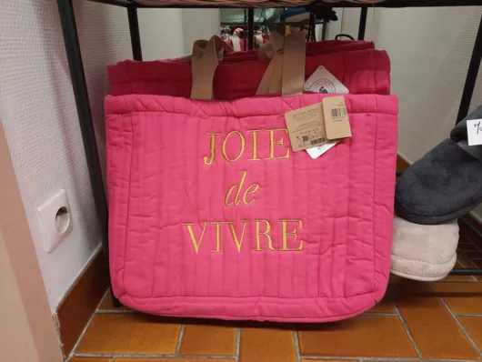 sac rose JOIE DE VIVRE40x35x10 coton ,intérieur polyester