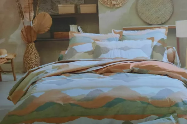 Parure de lit percale de coton. Land craie