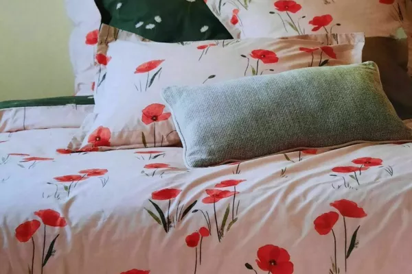 parure de lit percale de coton imprimée réversible