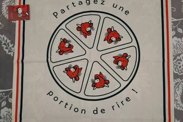 linge vaisselle coton vache qui rit -portion de rire.