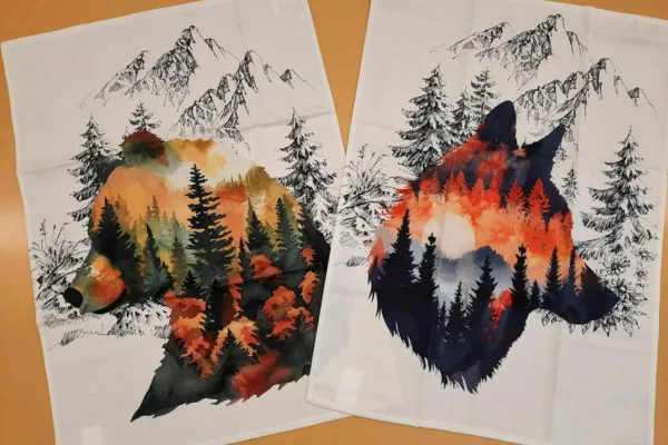 linges vaisselle coton(ours et loup)