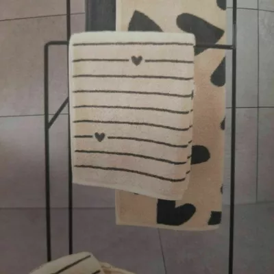 Drap de douche, linge de toilette, linge d'invité. (beige et anthracite)