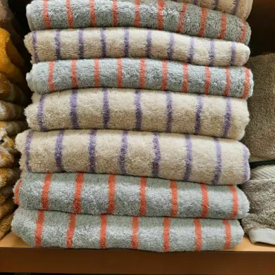 linges de toilette coton rayés