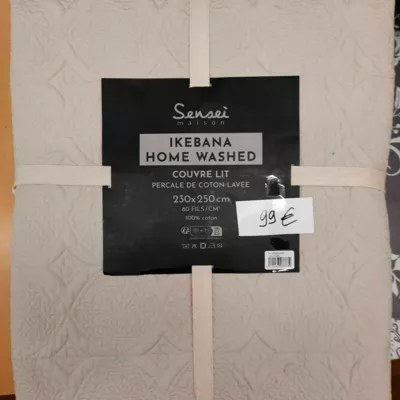 couvre lit couleur ficelle 230x250 -percale de coton 