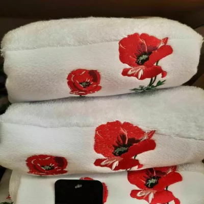 linges de toilette coquelicot
