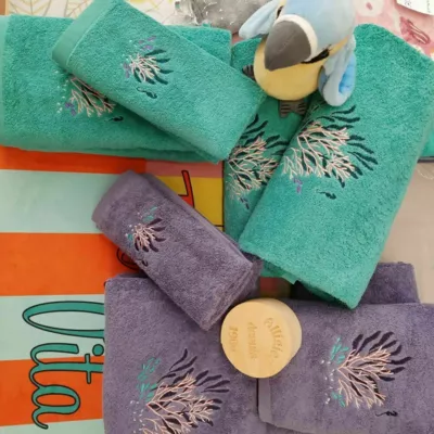 linges de toilette -océan(aqua et violet)