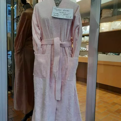 peignoir kimono rose -coton éponge.