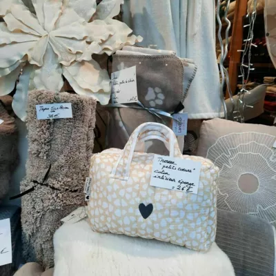 Trousse de toilette coton - petits coeurs