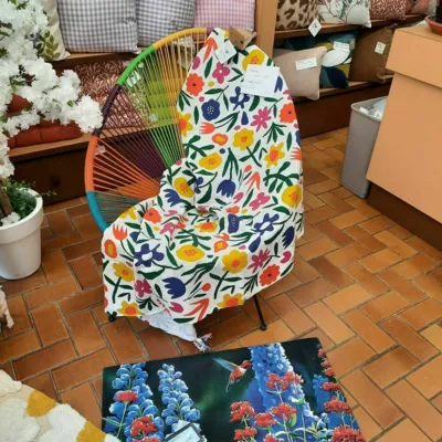 Fouta fleurie polyester et coton 90x180.