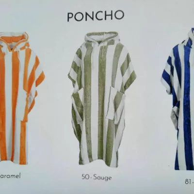 Ponchos rayés coton velours .